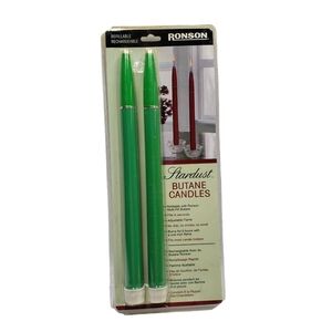 Ronson Stardust Butane Candles Refillable Green Holiday Christmas
